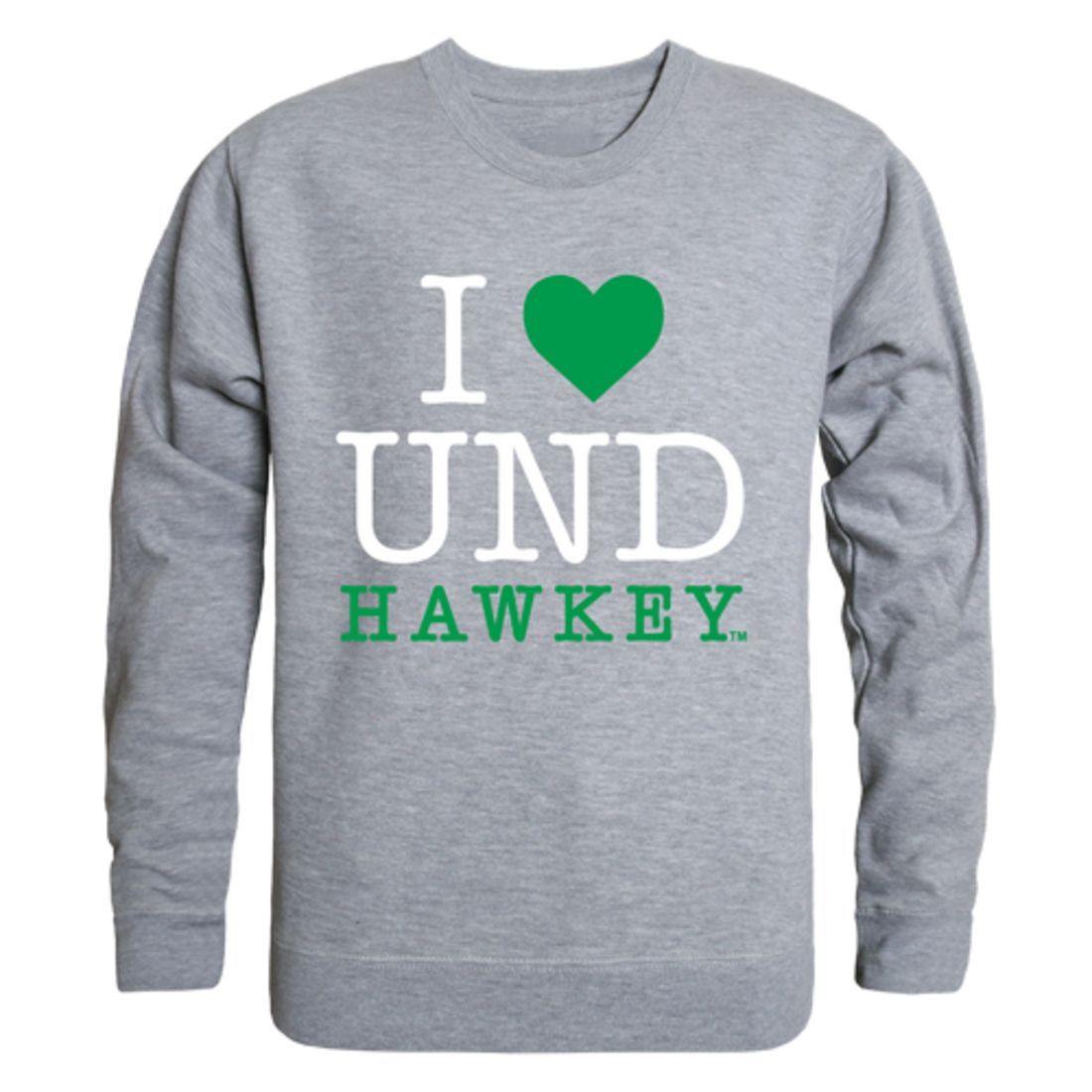 I Love UND University of North Dakota Fighting Hawks Crewneck Pullover Sweatshirt Sweater-Campus-Wardrobe