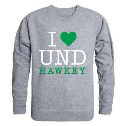 I Love UND University of North Dakota Fighting Hawks Crewneck Pullover Sweatshirt Sweater-Campus-Wardrobe