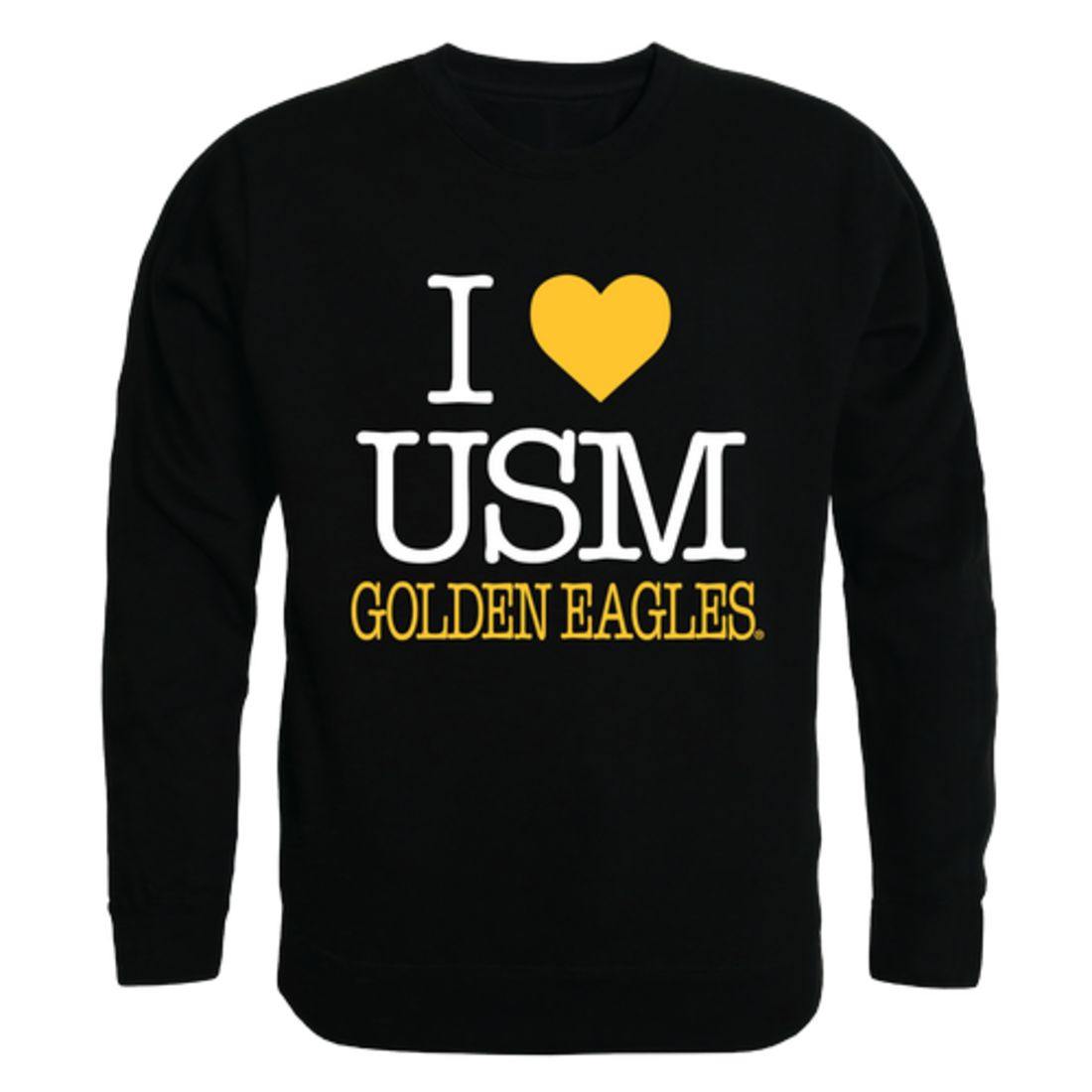 I Love USM University of Southern Mississippi Golden Eagles Crewneck Pullover Sweatshirt Sweater-Campus-Wardrobe