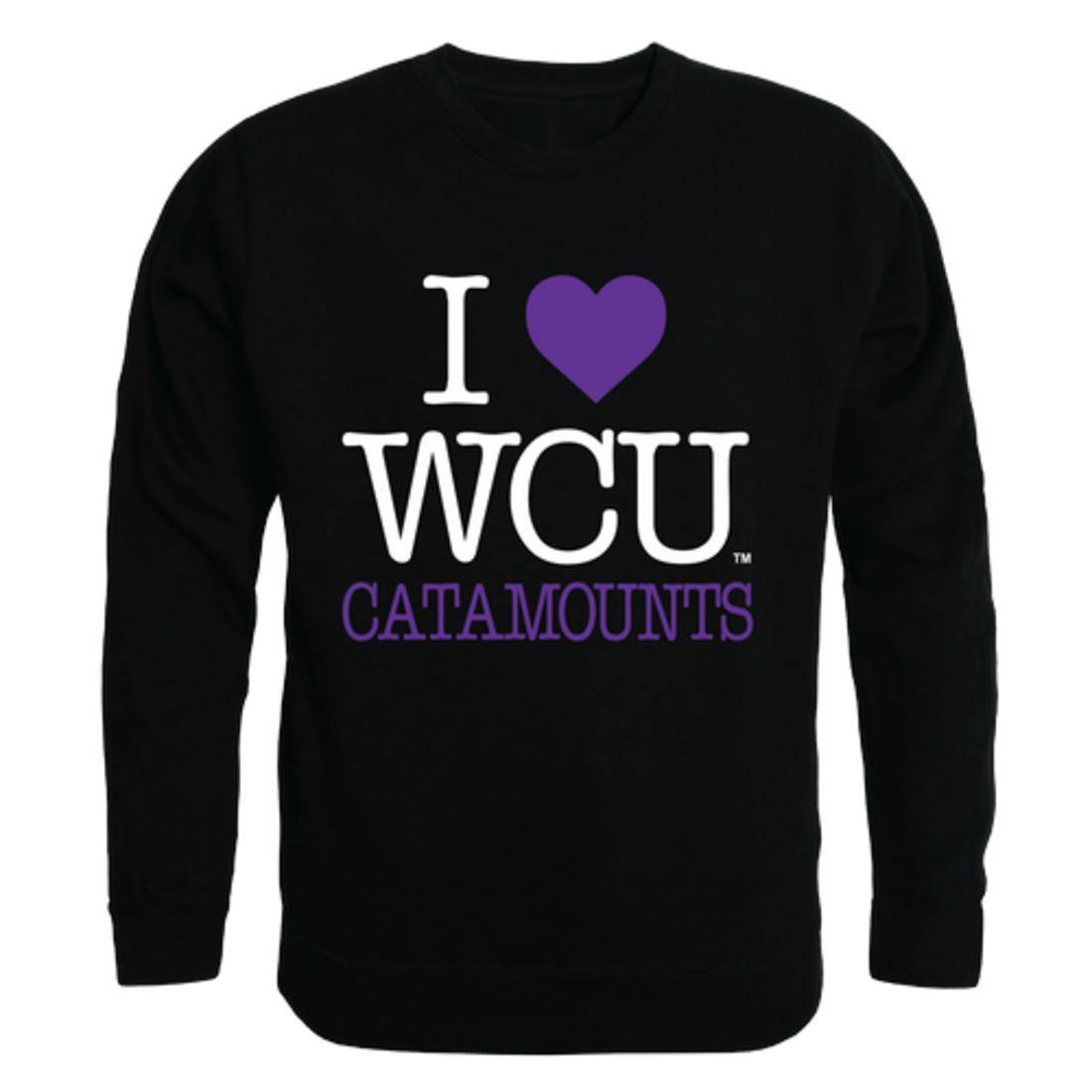 I Love WCU Western Carolina University Catamounts Crewneck Pullover Sweatshirt Sweater-Campus-Wardrobe