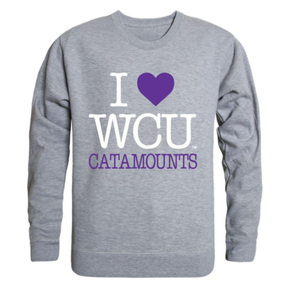 I Love WCU Western Carolina University Catamounts Crewneck Pullover Sweatshirt Sweater-Campus-Wardrobe