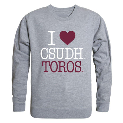 I Love CSUDH California State University Dominguez Hills Toros Crewneck Pullover Sweatshirt Sweater-Campus-Wardrobe