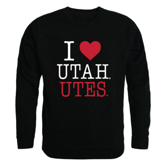 I Love University of Utah Utes Crewneck Pullover Sweatshirt Sweater-Campus-Wardrobe
