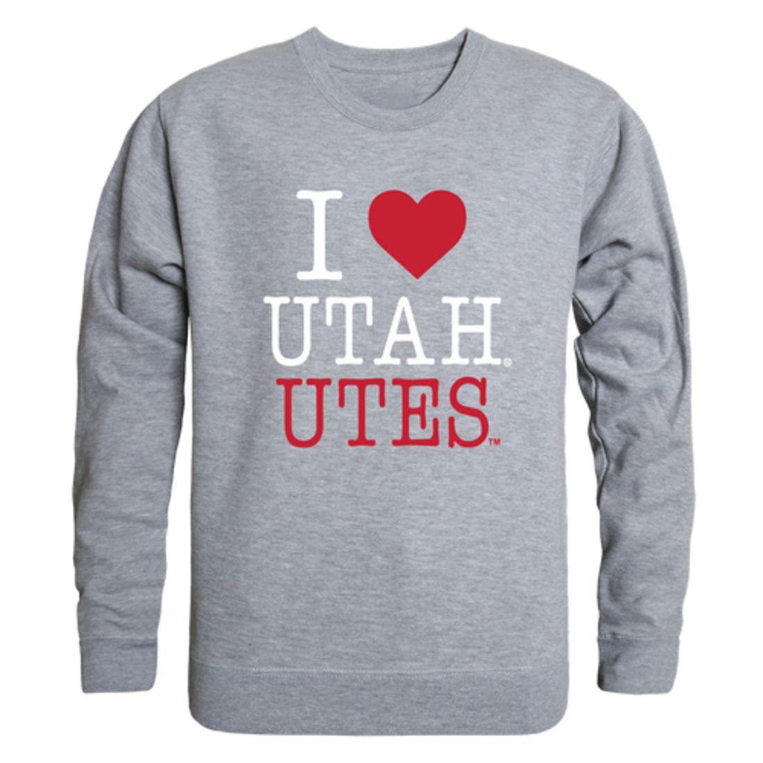 I Love University of Utah Utes Crewneck Pullover Sweatshirt Sweater-Campus-Wardrobe