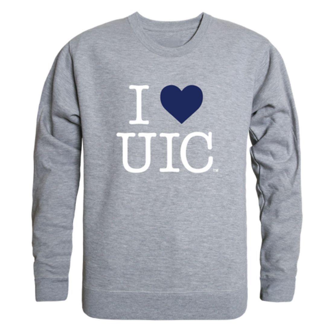 I Love UIC University of Illinois at Chicago Flames Crewneck Pullover Sweatshirt Sweater-Campus-Wardrobe