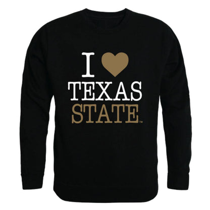 I Love Texas State University Bobcats Crewneck Pullover Sweatshirt Sweater-Campus-Wardrobe