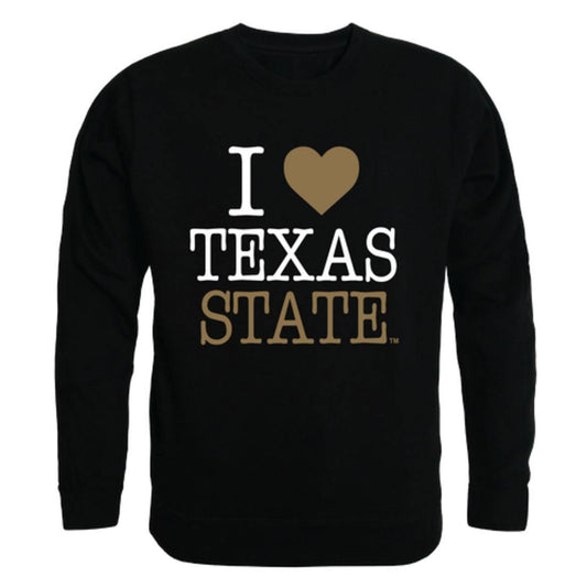 I Love Texas State University Bobcats Crewneck Pullover Sweatshirt Sweater-Campus-Wardrobe