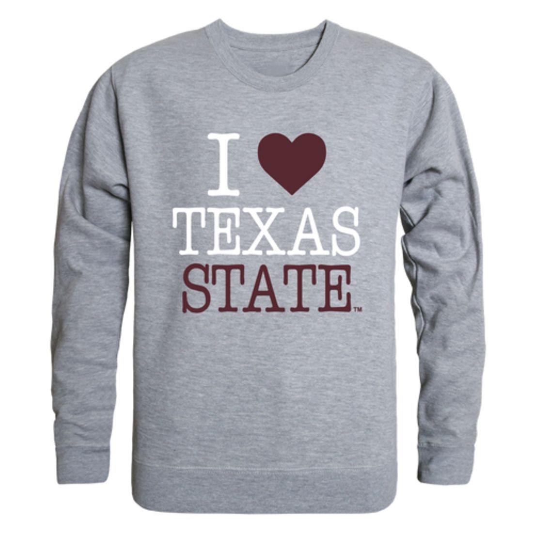 I Love Texas State University Bobcats Crewneck Pullover Sweatshirt Sweater-Campus-Wardrobe