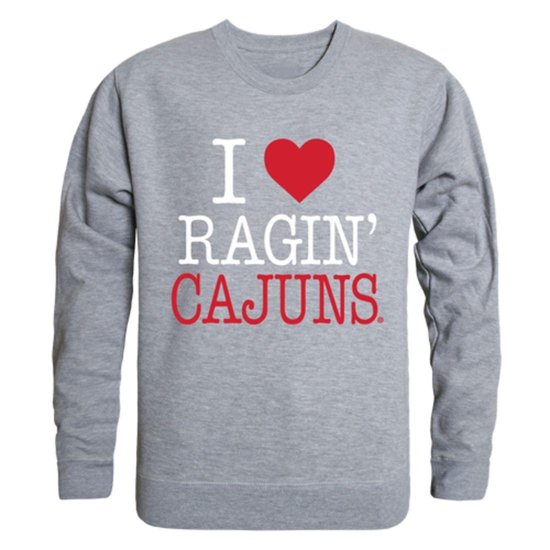 I Love UL University of Louisiana at Lafayette Ragin' Cajuns Crewneck Pullover Sweatshirt Sweater-Campus-Wardrobe