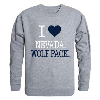 I Love University of Nevada Wolf Pack Crewneck Pullover Sweatshirt Sweater-Campus-Wardrobe