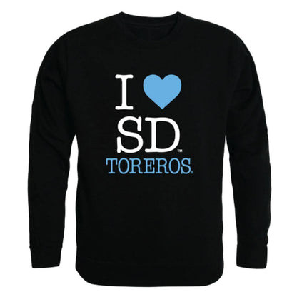 I Love USD University of San Diego Toreros Crewneck Pullover Sweatshirt Sweater-Campus-Wardrobe