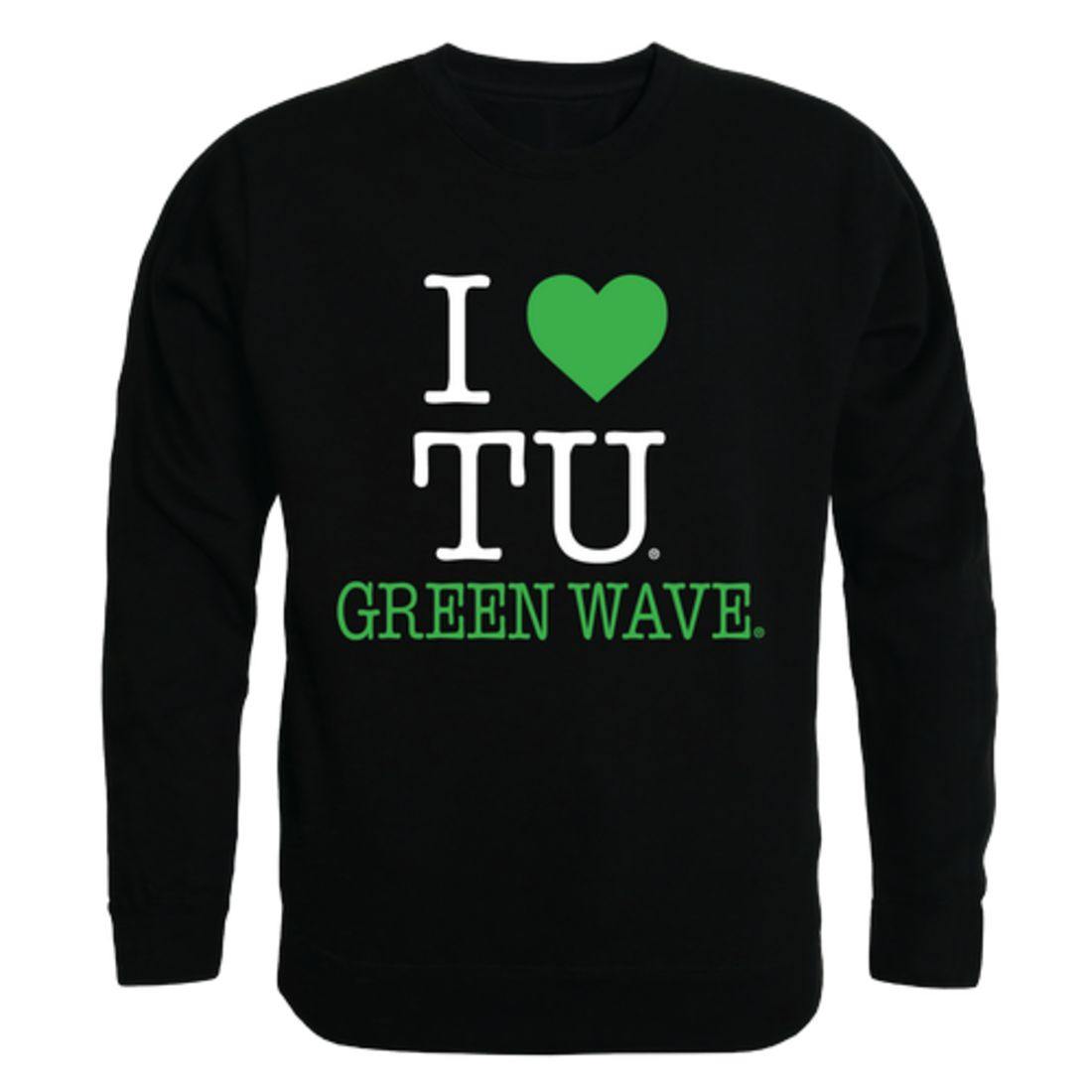 I Love Tulane University Green Waves Crewneck Pullover Sweatshirt Sweater-Campus-Wardrobe