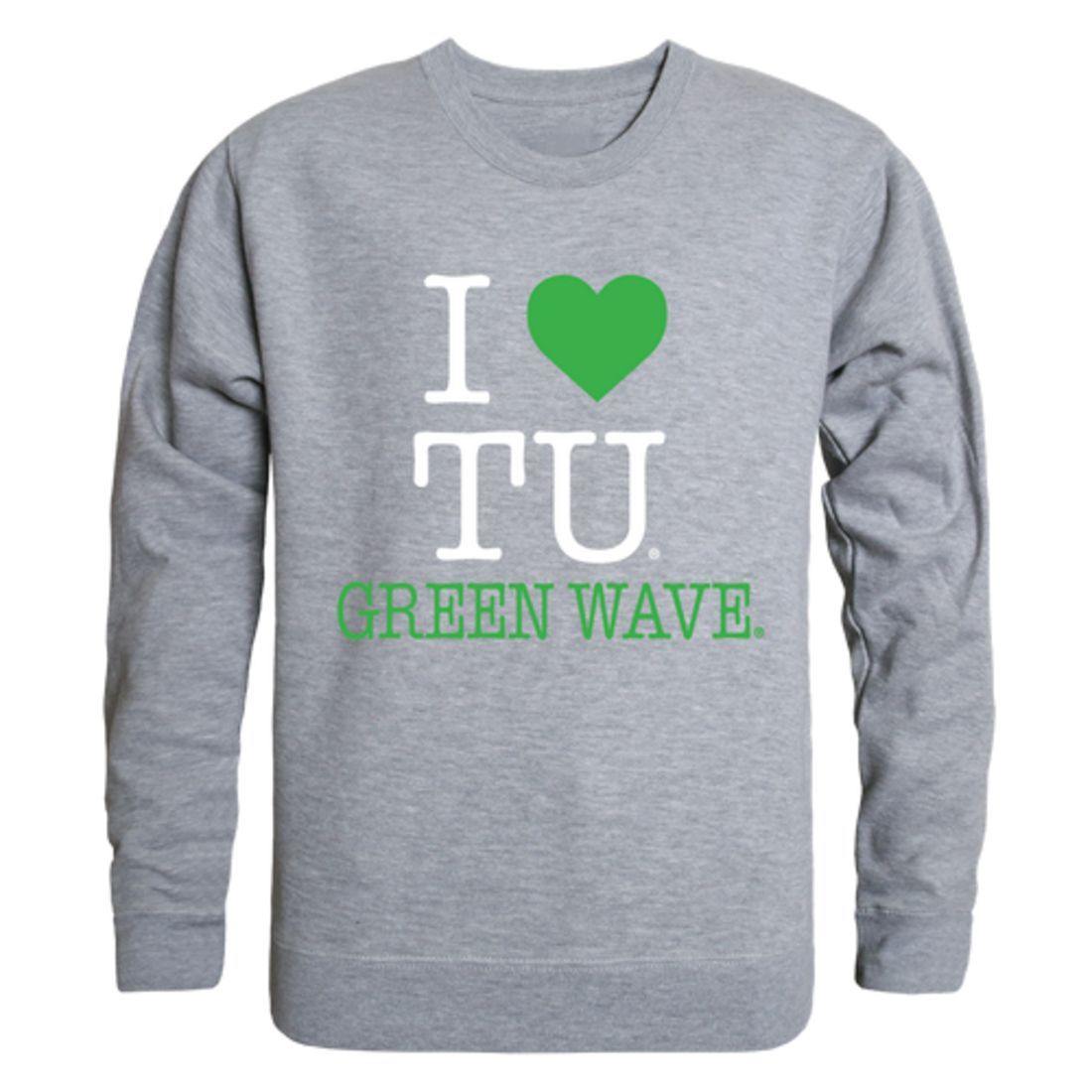 I Love Tulane University Green Waves Crewneck Pullover Sweatshirt Sweater-Campus-Wardrobe