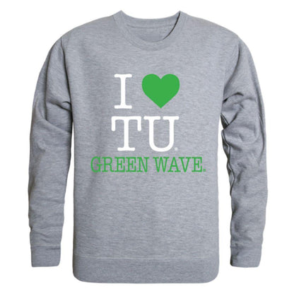 I Love Tulane University Green Waves Crewneck Pullover Sweatshirt Sweater-Campus-Wardrobe