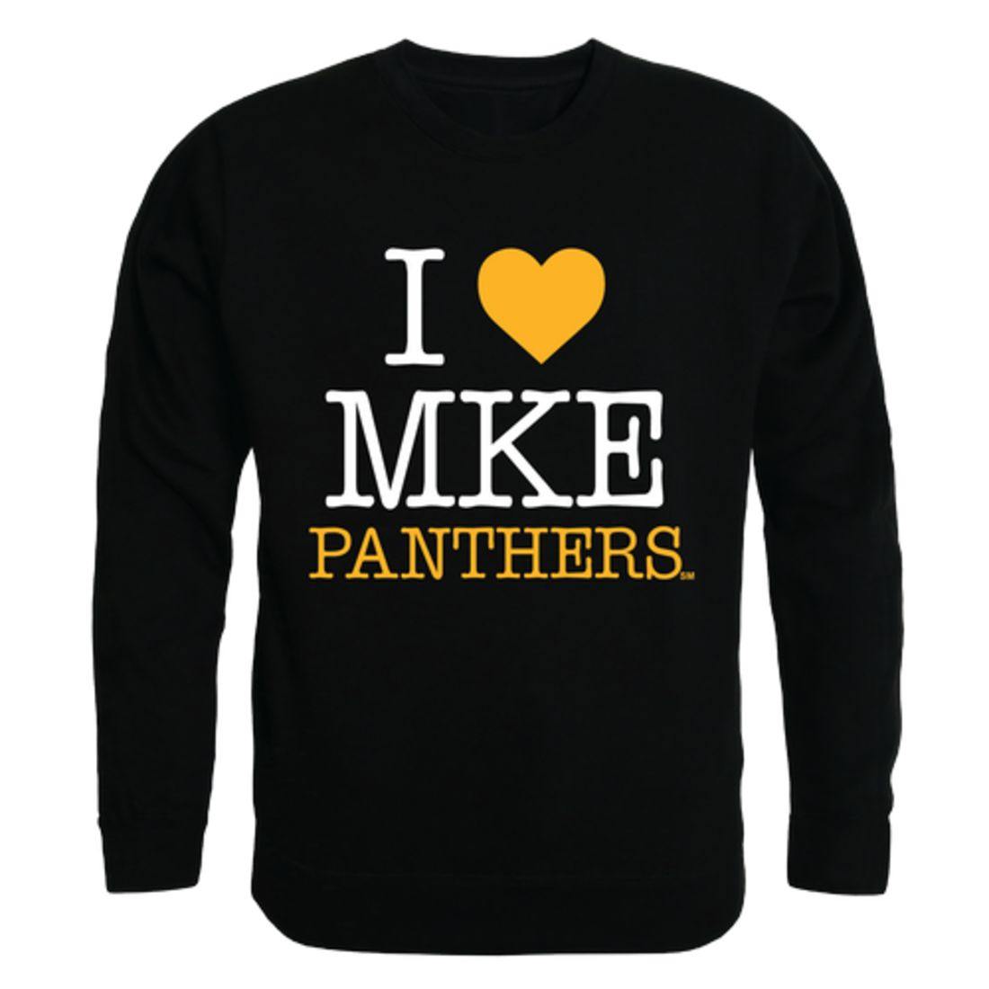 I Love UW University of Wisconsin Milwaukee Panthers Crewneck Pullover Sweatshirt Sweater-Campus-Wardrobe