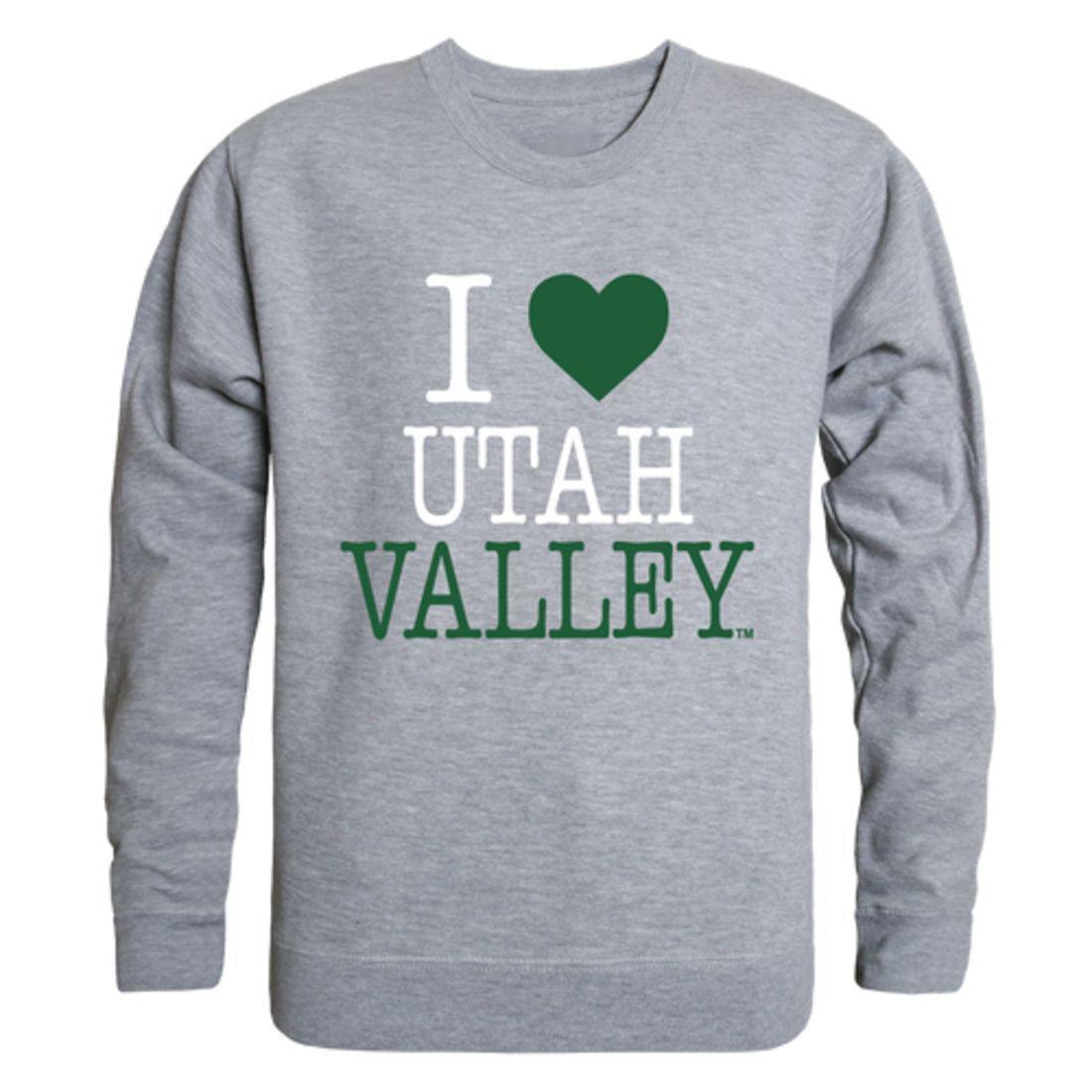 I Love UVU Utah Valley University Wolverines Crewneck Pullover Sweatshirt Sweater-Campus-Wardrobe