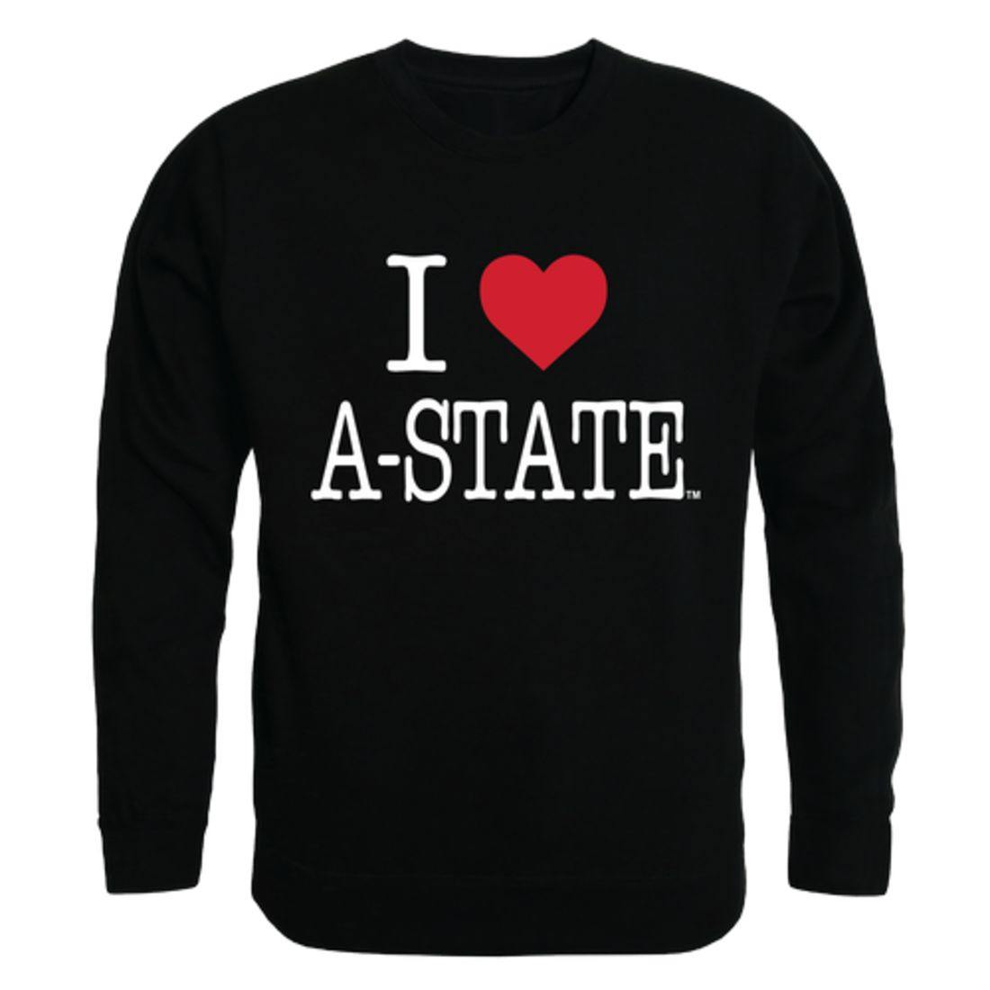 I Love Arkansas State University A-State Red Wolves Crewneck Pullover Sweatshirt Sweater-Campus-Wardrobe