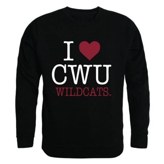 I Love CWU Central Washington University Wildcats Crewneck Pullover Sweatshirt Sweater-Campus-Wardrobe