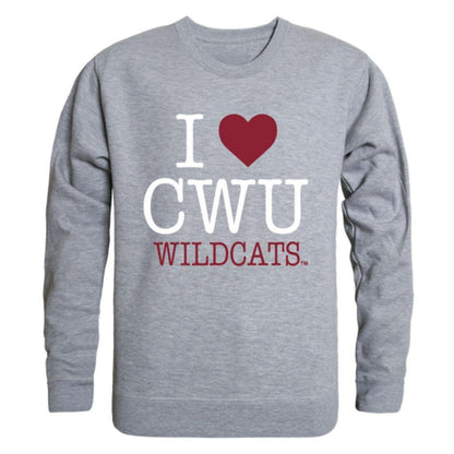 I Love CWU Central Washington University Wildcats Crewneck Pullover Sweatshirt Sweater-Campus-Wardrobe