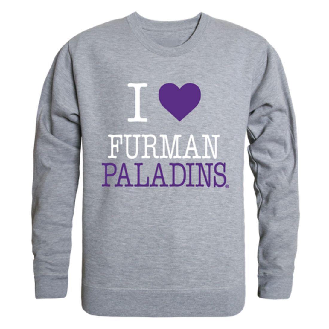 I Love Furman University Paladins Crewneck Pullover Sweatshirt Sweater-Campus-Wardrobe