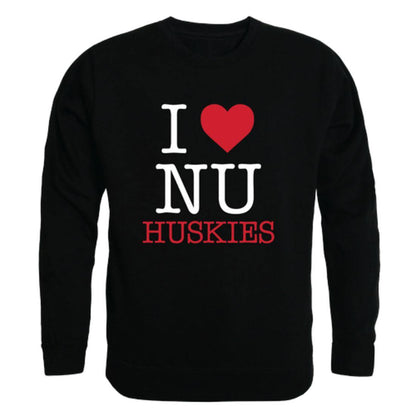I Love Northeastern University Huskies Crewneck Pullover Sweatshirt Sweater-Campus-Wardrobe