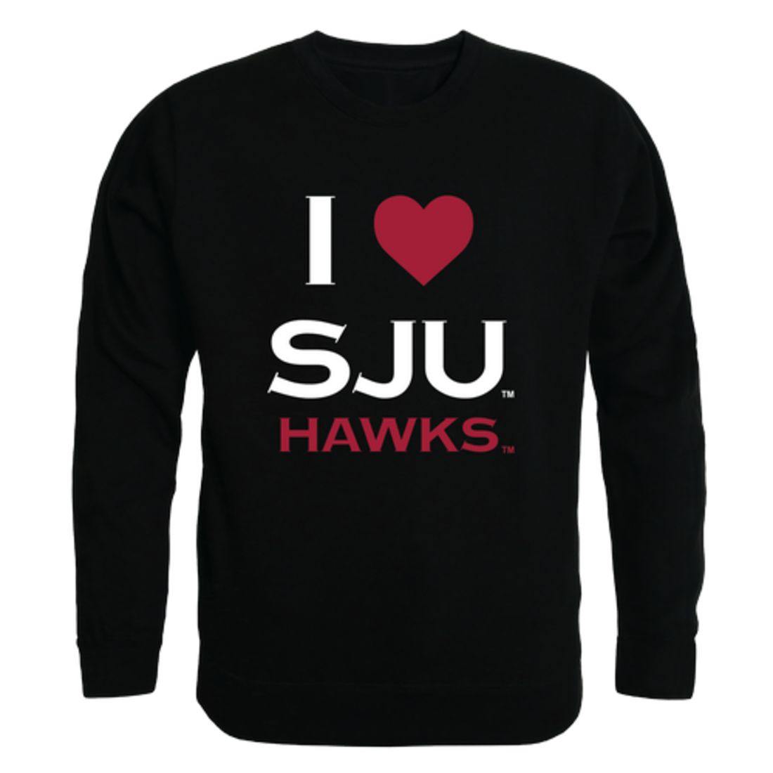 I Love Saint Joseph's University Hawks Crewneck Pullover Sweatshirt Sweater-Campus-Wardrobe