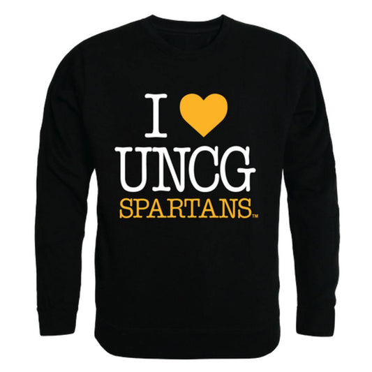 I Love UNCG University of North Carolina at Greensboro Spartans Crewneck Pullover Sweatshirt Sweater-Campus-Wardrobe