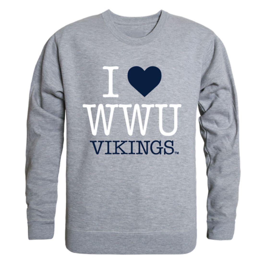 I Love WWU Western Washington University Vikings Crewneck Pullover Sweatshirt Sweater-Campus-Wardrobe