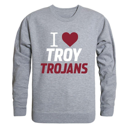 I Love Troy University Trojans Crewneck Pullover Sweatshirt Sweater-Campus-Wardrobe