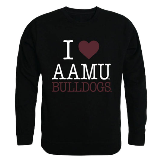 I Love AAMU Alabama A&M University Bulldogs Crewneck Pullover Sweatshirt Sweater-Campus-Wardrobe
