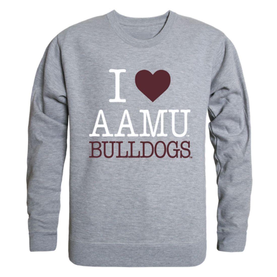 I Love AAMU Alabama A&M University Bulldogs Crewneck Pullover Sweatshirt Sweater-Campus-Wardrobe