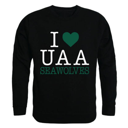 I Love UAA University of Alaska Anchorage Sea Wolves Crewneck Pullover Sweatshirt Sweater-Campus-Wardrobe