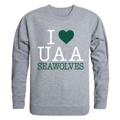 I Love UAA University of Alaska Anchorage Sea Wolves Crewneck Pullover Sweatshirt Sweater-Campus-Wardrobe