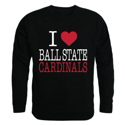 BSU Ball State University I Love Crewneck Pullover Sweatshirt Sweater-Campus-Wardrobe