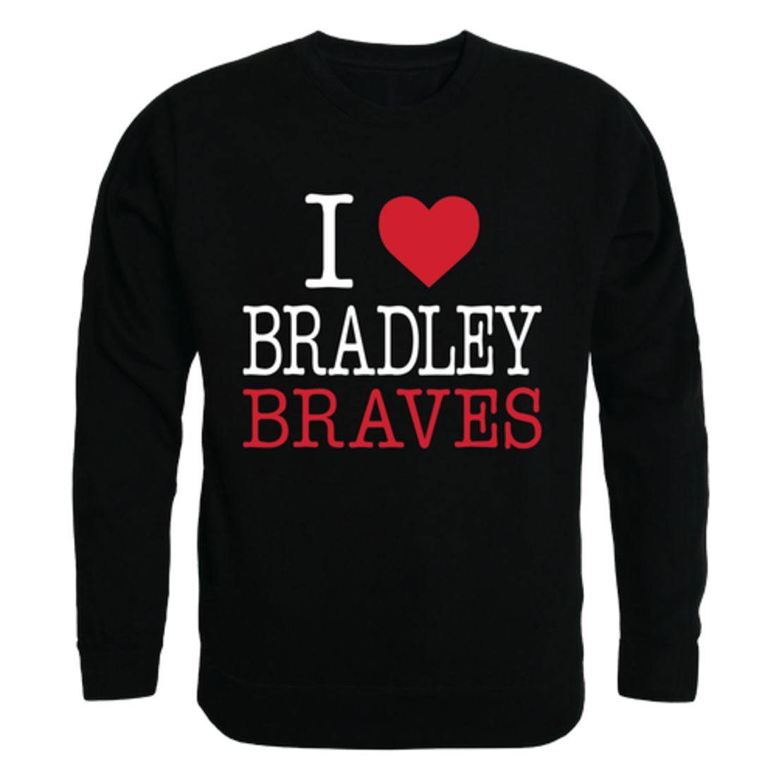 I Love Bradley University Braves Crewneck Pullover Sweatshirt Sweater-Campus-Wardrobe