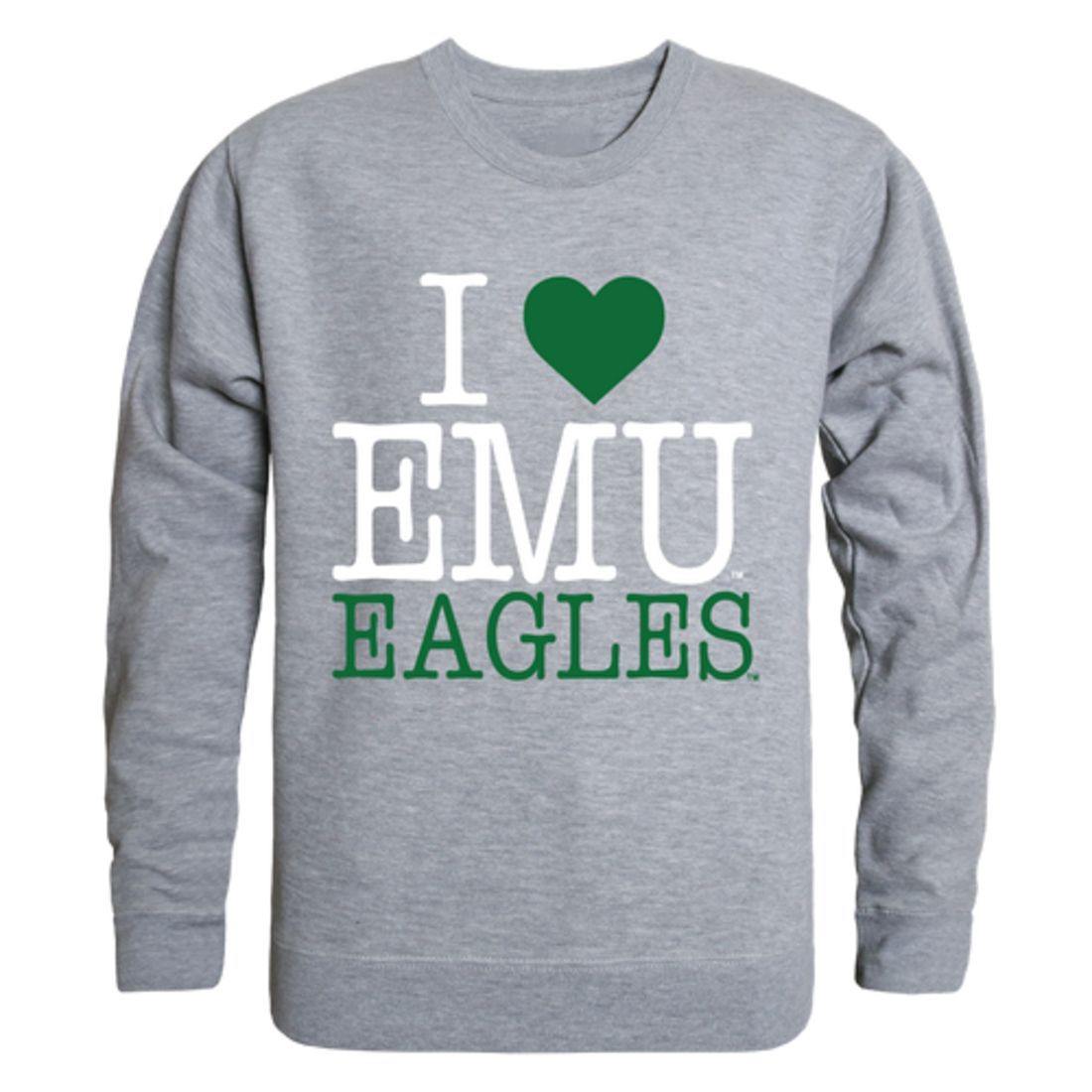 I Love EMU Eastern Michigan University Eagles Crewneck Pullover Sweatshirt Sweater-Campus-Wardrobe