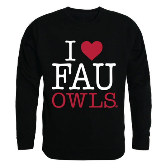 I Love FAU Florida Atlantic University Owls Crewneck Pullover Sweatshirt Sweater-Campus-Wardrobe