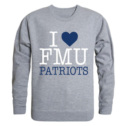 I Love FMU Francis Marion University Patriots Crewneck Pullover Sweatshirt Sweater-Campus-Wardrobe