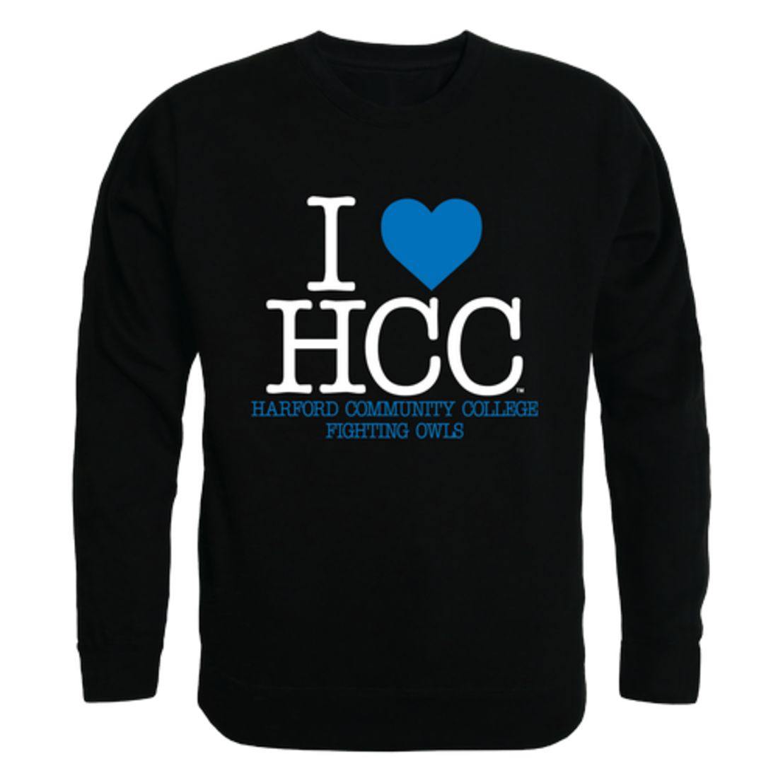 I Love Harford Community College Fighting Owls Crewneck Pullover Sweatshirt Sweater-Campus-Wardrobe