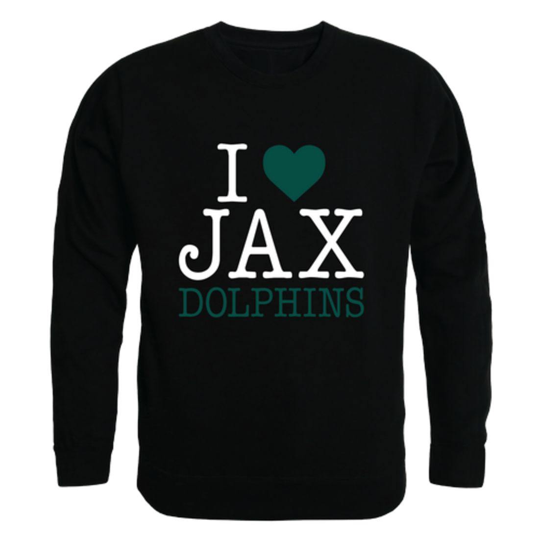 I Love JU Jacksonville University Dolphin Crewneck Pullover Sweatshirt Sweater-Campus-Wardrobe