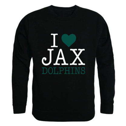 I Love JU Jacksonville University Dolphin Crewneck Pullover Sweatshirt Sweater-Campus-Wardrobe