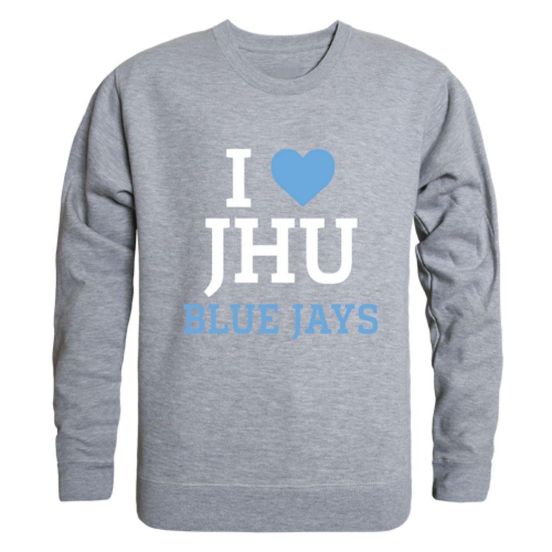 I Love JHU Johns Hopkins University Blue Jays Crewneck Pullover Sweatshirt Sweater-Campus-Wardrobe