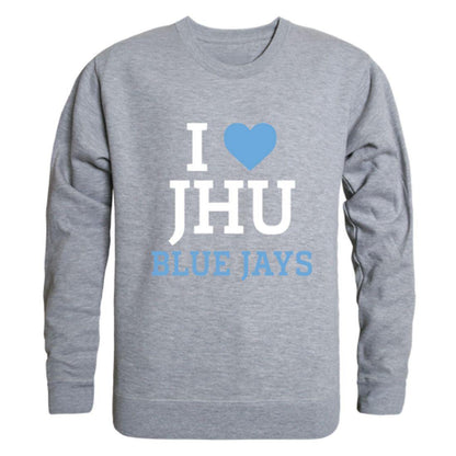 I Love JHU Johns Hopkins University Blue Jays Crewneck Pullover Sweatshirt Sweater-Campus-Wardrobe