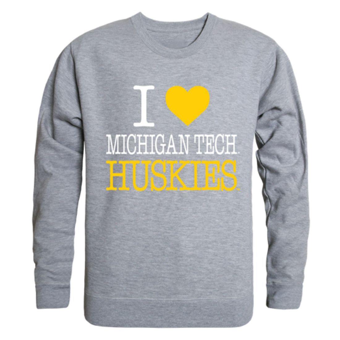 I Love Michigan Technological University Huskies Crewneck Pullover Sweatshirt Sweater-Campus-Wardrobe