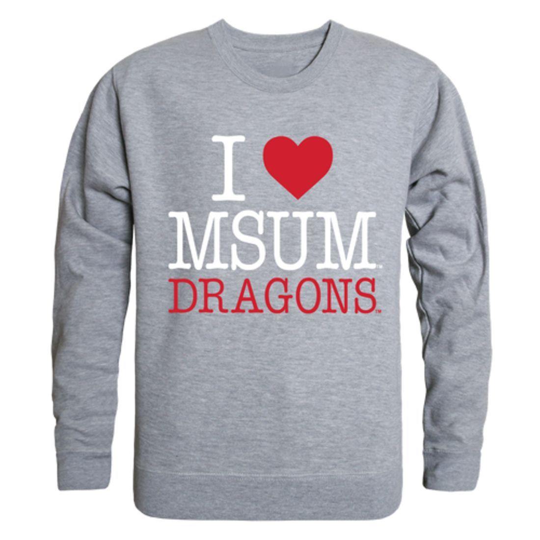 I Love MSUM Minnesota State University Moorhead Dragons Crewneck Pullover Sweatshirt Sweater-Campus-Wardrobe