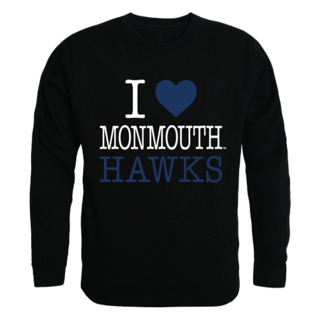 I Love Monmouth University Hawks Crewneck Pullover Sweatshirt Sweater-Campus-Wardrobe