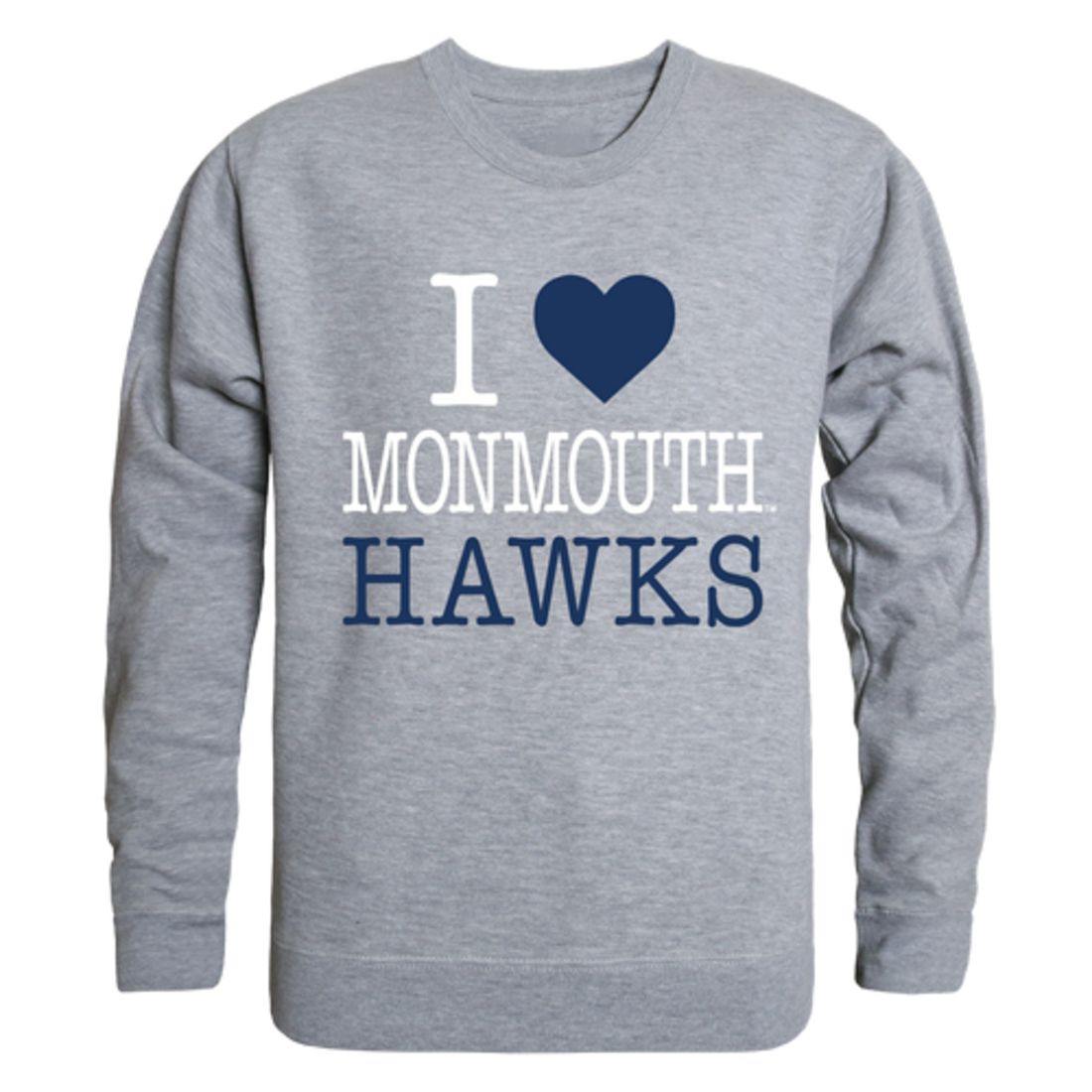 I Love Monmouth University Hawks Crewneck Pullover Sweatshirt Sweater-Campus-Wardrobe
