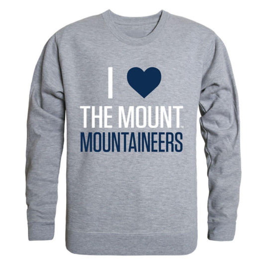 I Love Mount St Mary's University Mountaineers Crewneck Pullover Sweatshirt Sweater-Campus-Wardrobe
