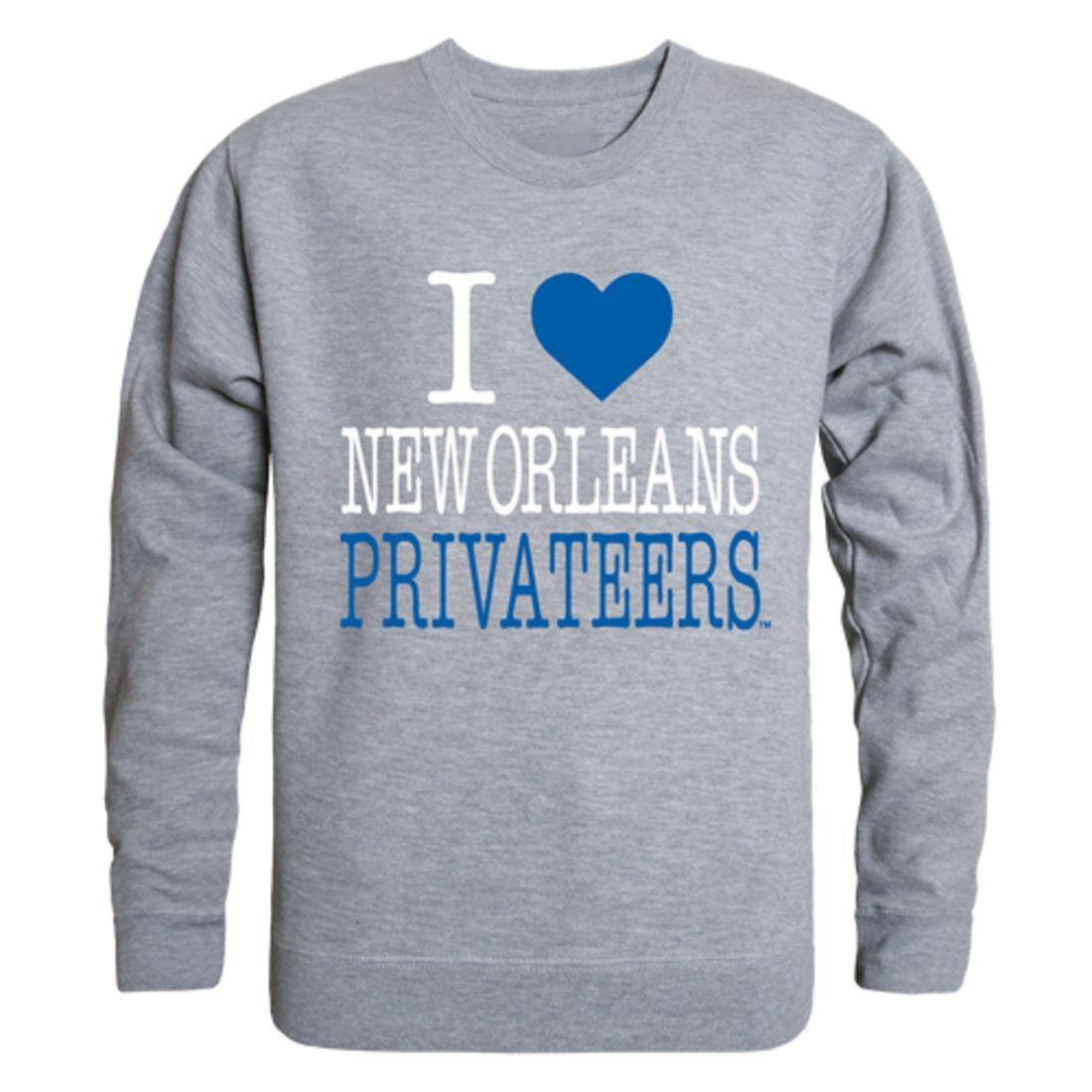 I Love UNO University of New Orleans Privateers Crewneck Pullover Sweatshirt Sweater-Campus-Wardrobe