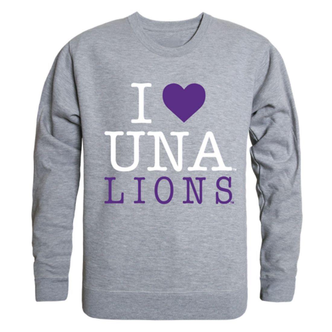 I Love UNA University of North Alabama Lions Crewneck Pullover Sweatshirt Sweater-Campus-Wardrobe